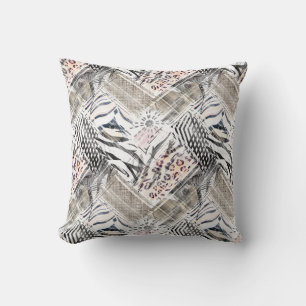 Afrikanisch, Combo, Leder, Tiger, Jaguar, gepunkte Kissen