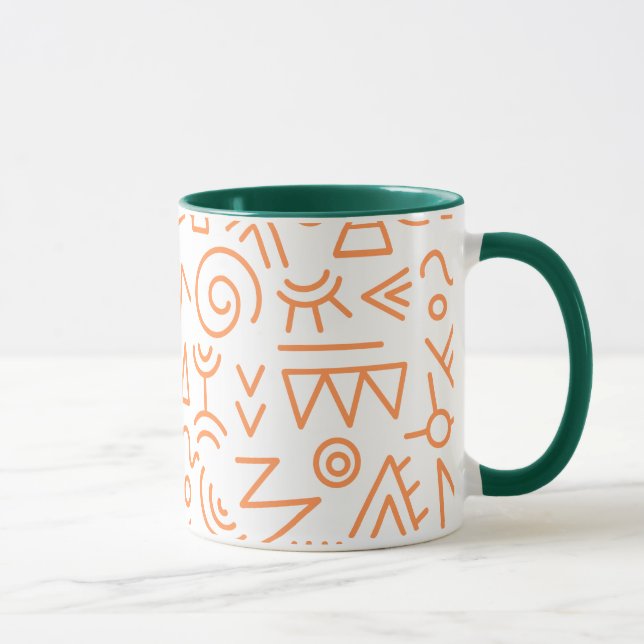 Afrikanisch-indisches Muster Orange-Kunstwerk auf  Tasse (Rechts)