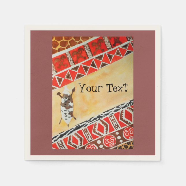 Afrikanisch inspiriert Aquarell Serviette (Vorderseite)