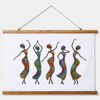 Afrikanisch inspirierte Boho-Tanzwandbehänge Wandteppich Mit Holzrahmen