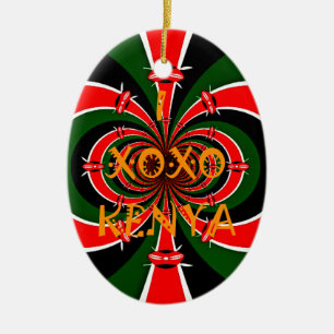Afrikanisch inspirierte Kenia-Flagge Abstract Art Keramikornament