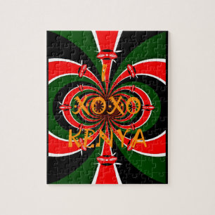 Afrikanisch inspirierte Kenia-Flagge Abstract Art Puzzle
