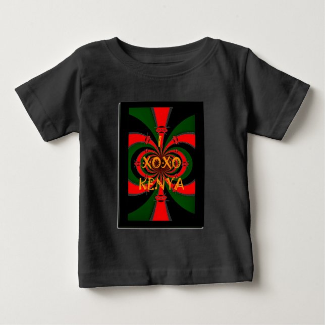 Afrikanisch Inspirierte kenianische Flagge Abstrak Baby T-shirt (Vorderseite)
