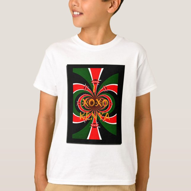 Afrikanisch Inspirierte kenianische Flagge Abstrak T-Shirt (Vorderseite)