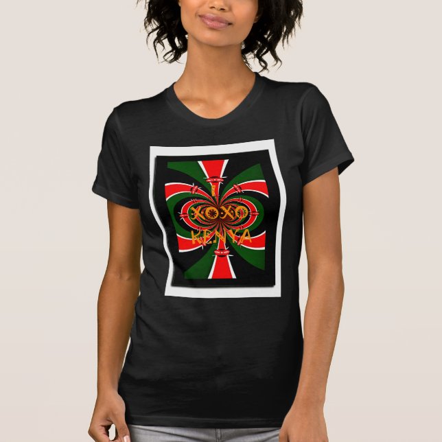 Afrikanisch Inspirierte kenianische Flagge Abstrak T-Shirt (Vorderseite)