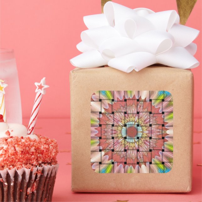 afrikanisch Inspirierte Kunstdrucke - Geometrische Quadratischer Aufkleber (Party)