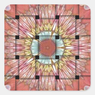 Afrikanisch inspirierter Kunstdruck – Geometrische Quadratischer Aufkleber