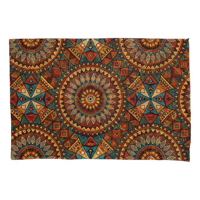 Afrikanisch Inspiriertes geometrisches Kissen Kissenbezug (Vorderseite)