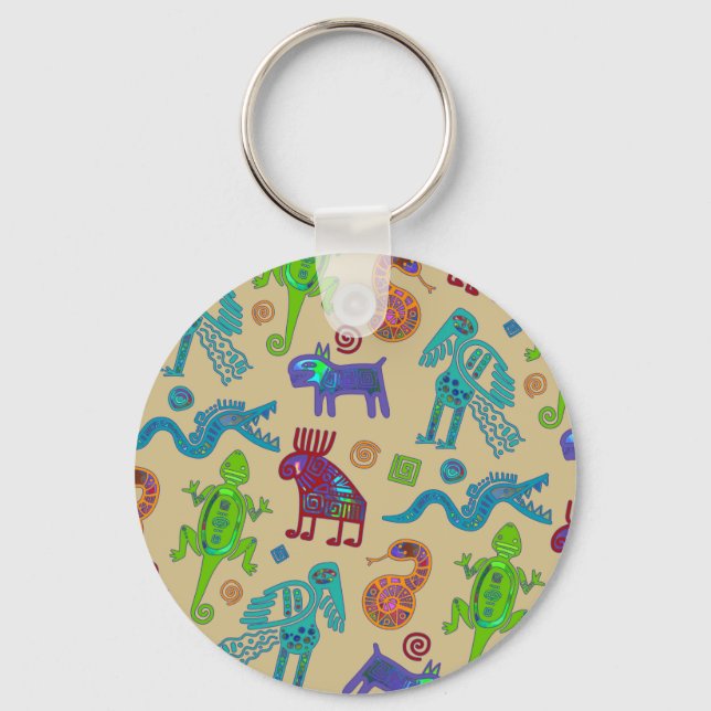 Afrikanisch-mexikanische Kultur - primitives Stamm Schlüsselanhänger (Vorderseite)