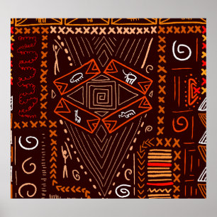 Afrikanische Aborigine-Kunst Nahtloses Muster Poster