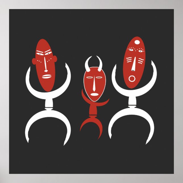 afrikanische abstrakte Tanzfigur Poster (Vorne)