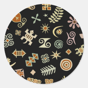Afrikanische Adinkra-Symbole Runder Aufkleber