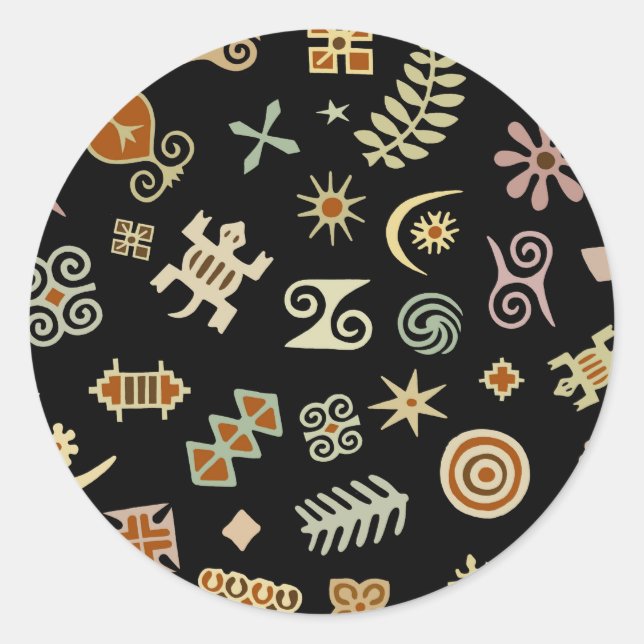 Afrikanische Adinkra-Symbole Runder Aufkleber (Vorderseite)