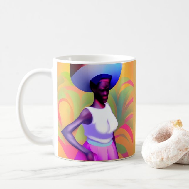 Afrikanische Alte Frau, die Vase auf ihrem Kopf tr Kaffeetasse (Mit Donut)