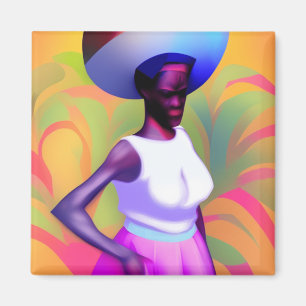 Afrikanische Alte Frau, die Vase auf ihrem Kopf tr Magnet