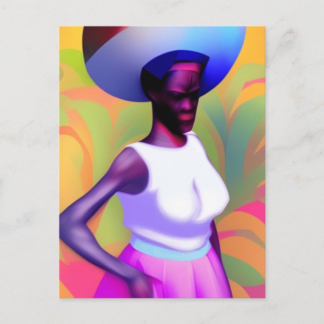 Afrikanische Alte Frau, die Vase auf ihrem Kopf tr Postkarte (Vorderseite)