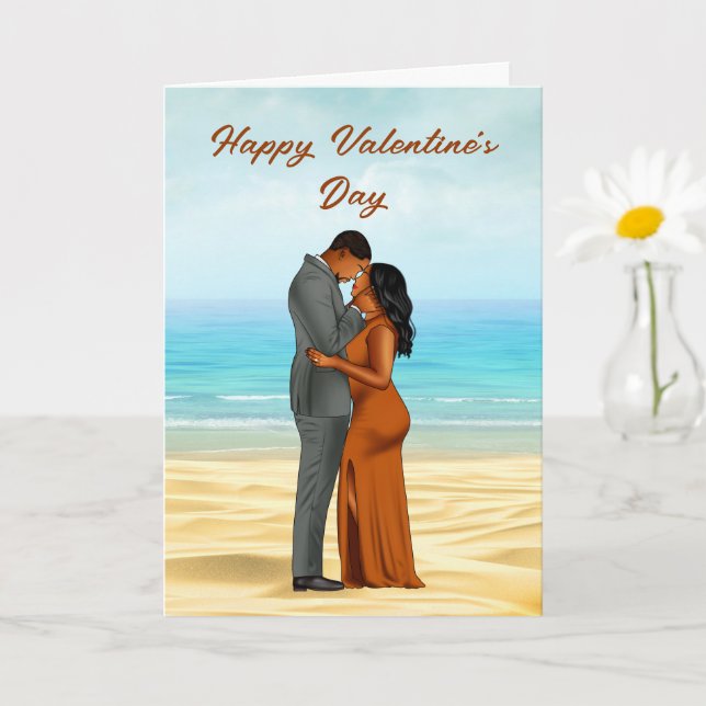 Afrikanische American Valentinstag Card Karte (Kleine Pflanze)