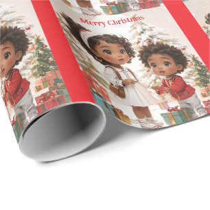 Afrikanische Amerikaner Kinder frohe Weihnachten Geschenkpapier