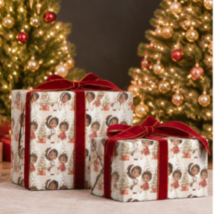 Afrikanische Amerikaner Kinder frohe Weihnachten Geschenkpapier
