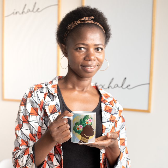 Afrikanische Amerikanerin Blumenkrone Kaffeetasse (Von Creator hochgeladen)