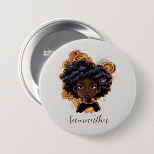 Afrikanische Amerikanerin - braune Wirbel Button