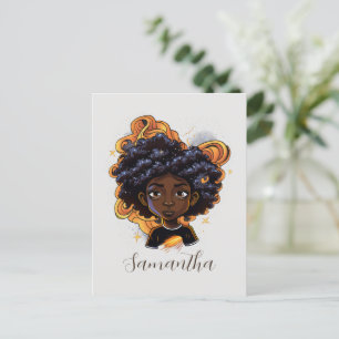Afrikanische Amerikanerin - braune Wirbel Postkarte