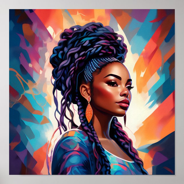 Afrikanische Amerikanerin Ihr Haar in einer Krone Poster (Vorne)