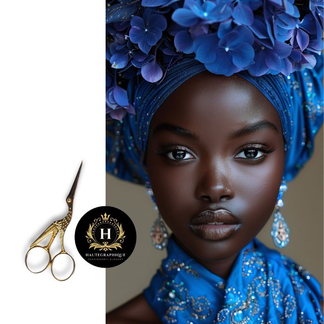 Afrikanische Amerikanerin in Blue Floral Decoupage Seidenpapier (Von Creator hochgeladen)