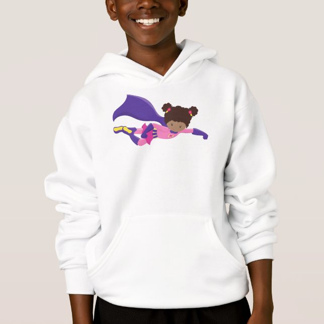 Afrikanische Amerikanerin, Kap, Superheld-Mädchen Hoodie (Vorderseite)