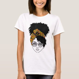 Afrikanische Amerikanerin Kente Cloth Headband Nat T-Shirt