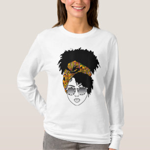 Afrikanische Amerikanerin Kente Cloth Headband Nat T-Shirt