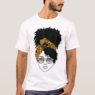 Afrikanische Amerikanerin Kente Cloth Headband Nat T-Shirt