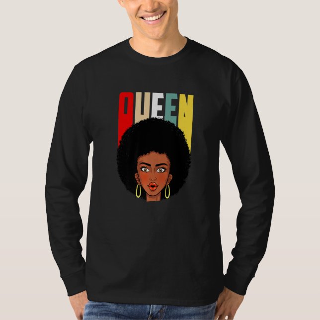 Afrikanische Amerikanerin Königin Retro Stil Afro  T-Shirt (Vorderseite)