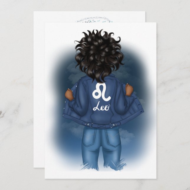 Afrikanische Amerikanerin Leo Zodiac Sign Birthday Einladung (Vorne/Hinten)