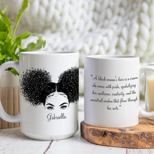 Afrikanische Amerikanerin mit individuellem Afro-H Kaffeetasse (Von Creator hochgeladen)