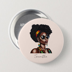 Afrikanische Amerikanerin mit schicke Sonnenbrille Button