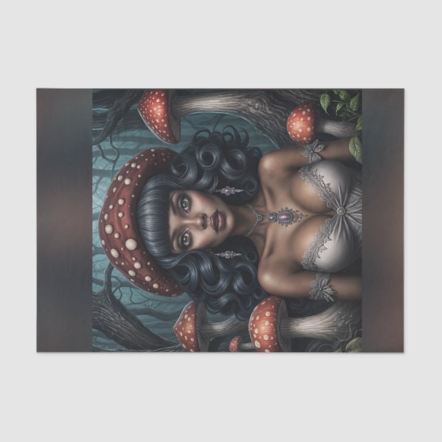 Afrikanische Amerikanerin Mushroom Queen Decoupage Seidenpapier (Vorderseite)