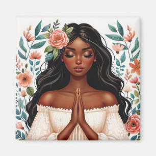 Afrikanische Amerikanerin Pracht florale Kunst Magnet