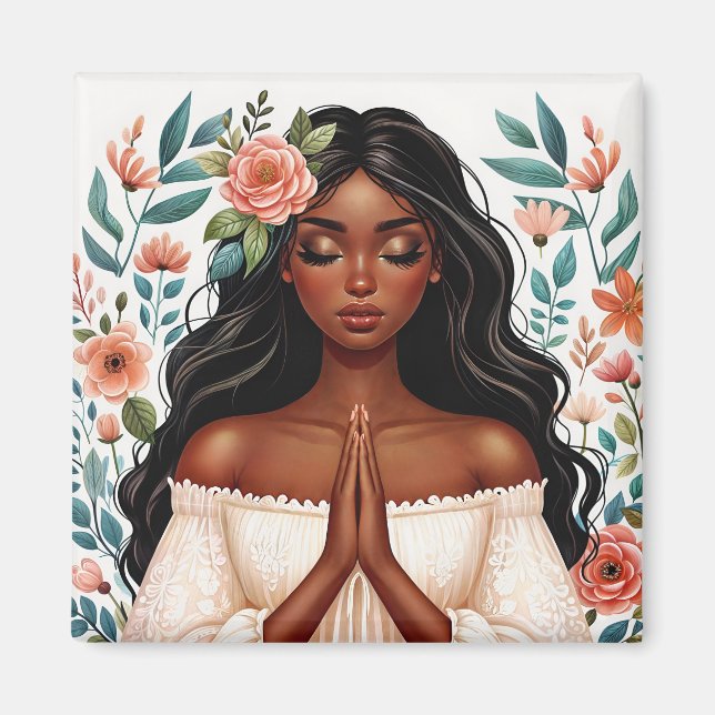 Afrikanische Amerikanerin Pracht florale Kunst Magnet (Vorne)