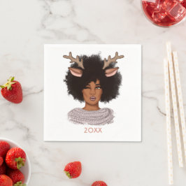 Afrikanische Amerikanerin Reindeer Weihnachten Serviette