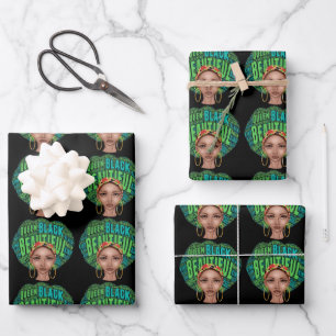 Afrikanische Amerikanerin/ schöne schwarze Frau Geschenkpapier Set