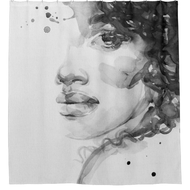 afrikanische Amerikanerin. Schönheitsmode-Illustra Duschvorhang (Vorderseite)