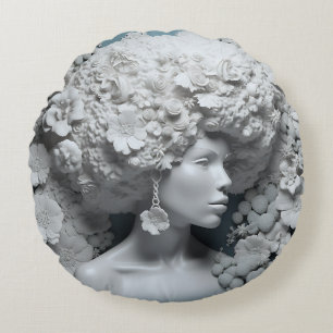 Afrikanische Amerikanerin Schwarze Königin Melanin Rundes Kissen