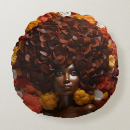 Afrikanische Amerikanerin Schwarze Königin Melanin Rundes Kissen
