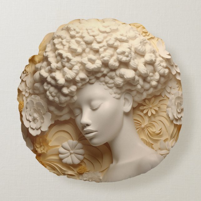 Afrikanische Amerikanerin Schwarze Königin Melanin Rundes Kissen (Vorderseite)