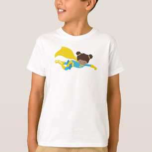 Afrikanische Amerikanerin, Superheld-Mädchen, Gelb T-Shirt