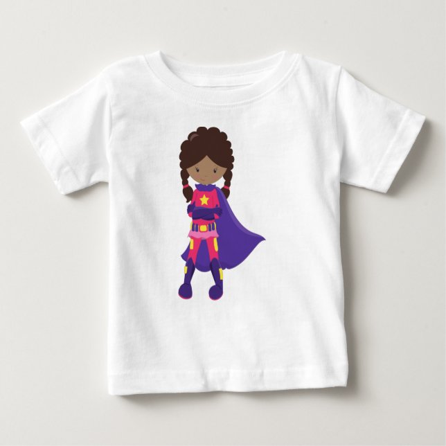 Afrikanische Amerikanerin, Superhero Girl, Kap Baby T-shirt (Vorderseite)