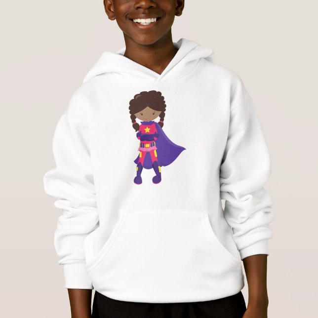 Afrikanische Amerikanerin, Superhero Girl, Kap Hoodie (Vorderseite)