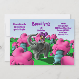Afrikanische Amerikanerin und ElefantenGeburtstags Einladung