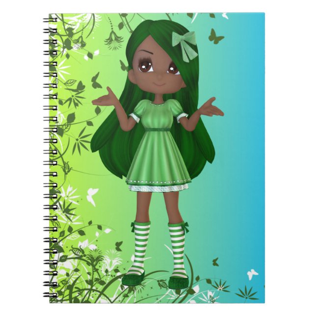 Afrikanische amerikanische Dame Lime Notebook Notizblock (Vorderseite)